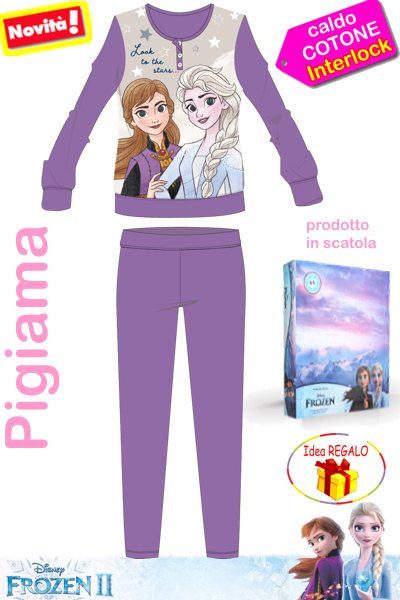 Pigiama Bambina Disney Frozen Violetto caldo cotone 7 anni - ScelgoSfuso